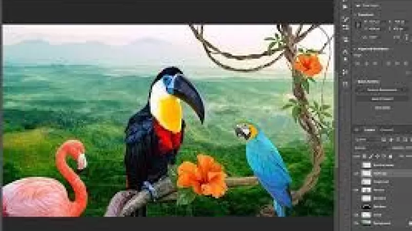 ai generated picture of a flamingo, toucan and macaw